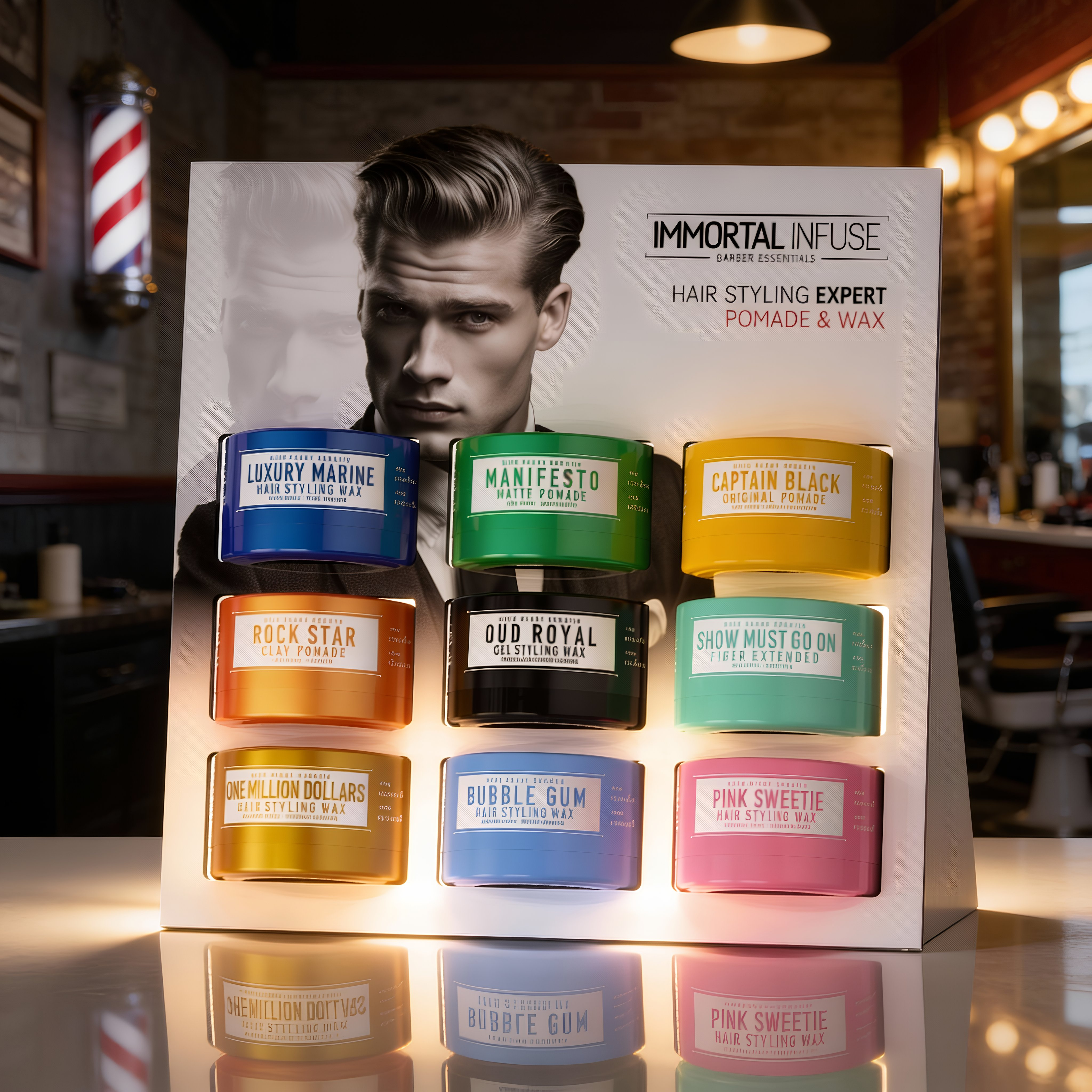 STAND MOSTRADOR DE CERAS PARA EL CABELLO